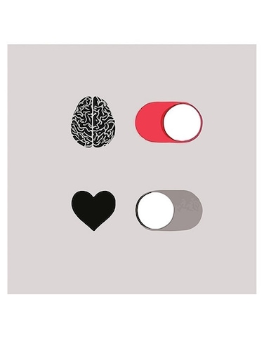 Heart And Brain Themed Wall Decor Grey/White/Red 30x30cm