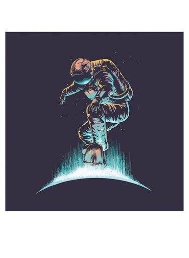 Astronaut Themed Wall Decor Blue/White/Yellow 30x30cm