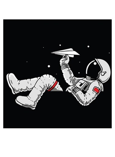 Astronaut Themed Wall Decor Black/White/Red 30x30cm