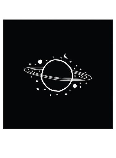 Saturn Themed Wall Decor Black/White 30x30cm