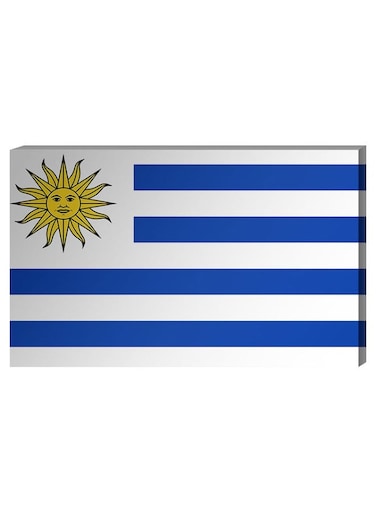 Uruguayan Flag Wall Decor Painting With Inner Frame White/Blue/Yellow 40 x 60centimeter