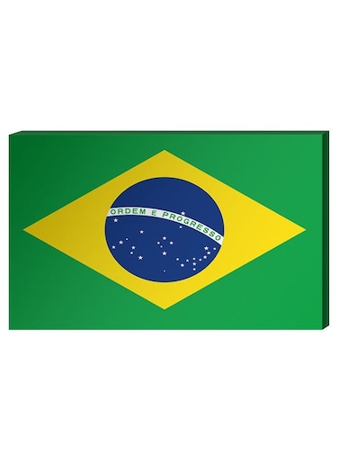 Brazilian Flag Wall Decor Painting With Inner Frame Green/Yellow/Blue 40 x 60centimeter