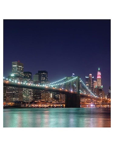 Brooklyn Bridge Themed Wall Decor Blue/Pink/Black 30x30cm