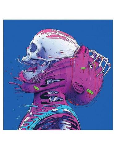 Skeleton Themed Wall Decor Blue/Pink/Grey 30x30cm