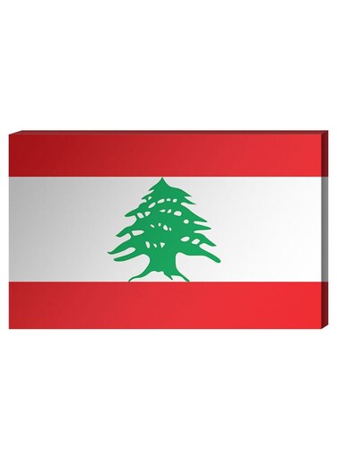 Lebanese Flag Wall Decor Painting With Inner Frame White/Red/Green 40 x 60cm