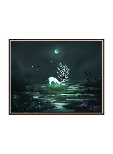 DIY Deer Theme Diamond Painting For Wall Decoration Green/White 30 x 25centimeter