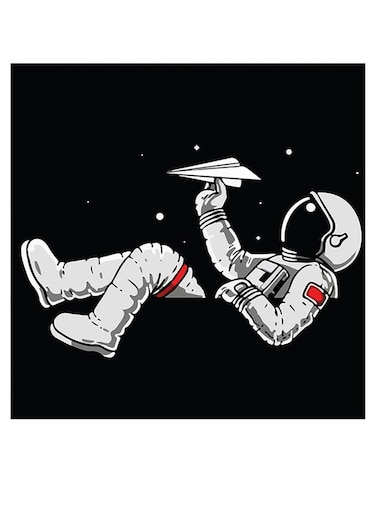 Astronaut Themed Wall Decor Black/White/Red 30x30cm