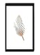 Feather Wall Decor Painting With Inner Frame Black/White/Beige 40 x 60centimeter