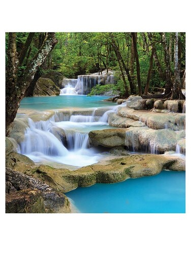 Waterfalls Themed Wall Decor Blue/Beige/Brown 30x30cm