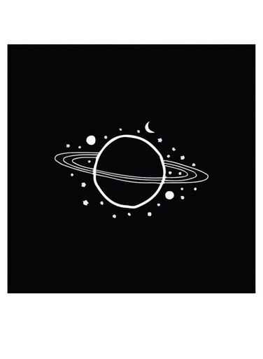 Saturn Themed Wall Decor Black/White 30x30cm