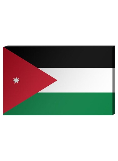 Jordanian Flag Wall Decor Painting With Inner Frame Multicolour 40 x 60cm