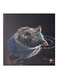 Cat Themed Canvas Painting With Frame Black/Grey/Blue 50x50cm