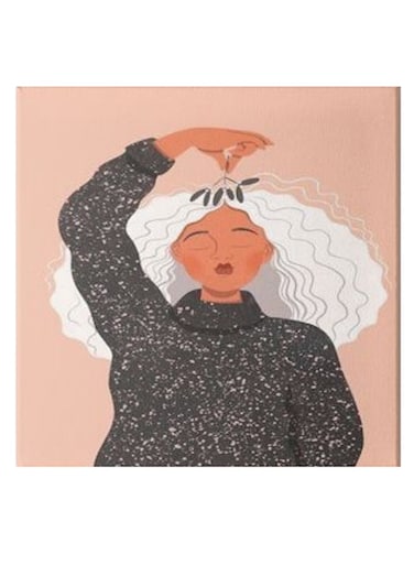 Girl Animation Hidden Frame Canvas Wall Painting Pink/Black/White 50 x 50cm