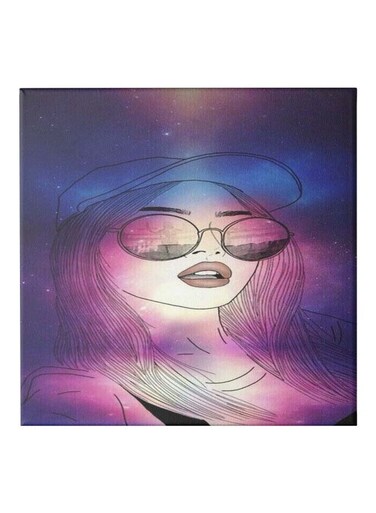 Girl Themed Canvas Painting With Frame Pink/Blue/Black 50x50cm