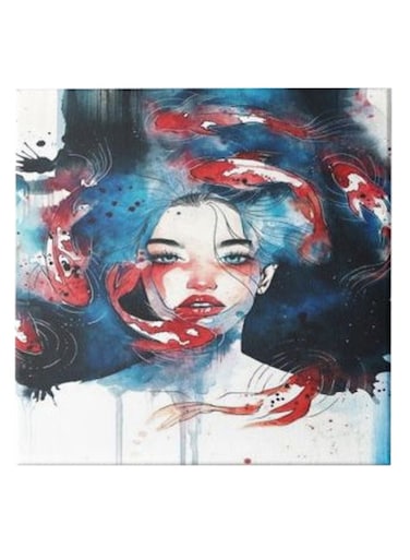 Girl Animation Hidden Frame Canvas Wall Painting Multicolour 50 x 50cm