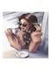 Girl Drinking Coffee Themed Canvas Painting With Frame Brown/Grey/White 50x50cm