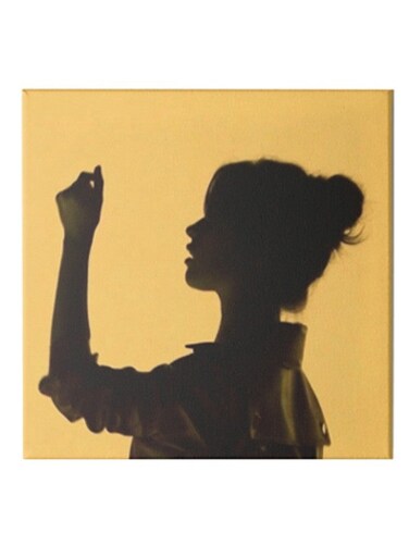 Girl Hidden Frame Canvas Wall Painting Black/Yellow 50 x 50cm