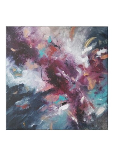 Drawing Colors Themed Canvas Painting With Frame Black/Blue/Purple 50x50cm