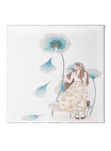 Girl Animation Pattern Hidden Frame Canvas Wall Painting Multicolour 50 x 50cm