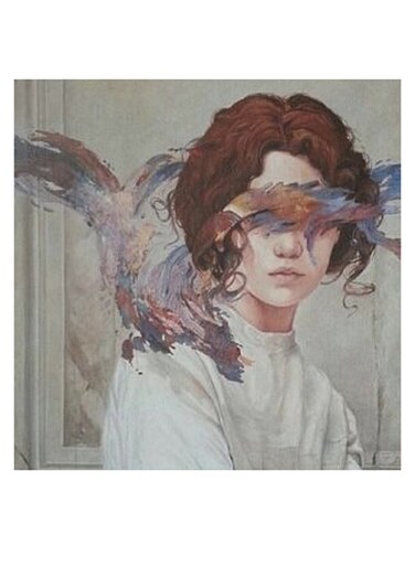 Girl Animation Hidden Frame Canvas Wall Painting Multicolour 50 x 50cm