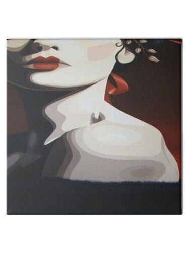 Girl Animation Hidden Frame Canvas Wall Painting Red/White/Black 50 x 50cm