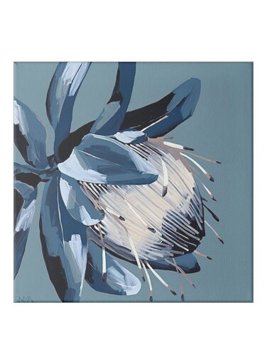 A Rose Themed Canvas Painting With Frame Blue/White/Black 50x50cm