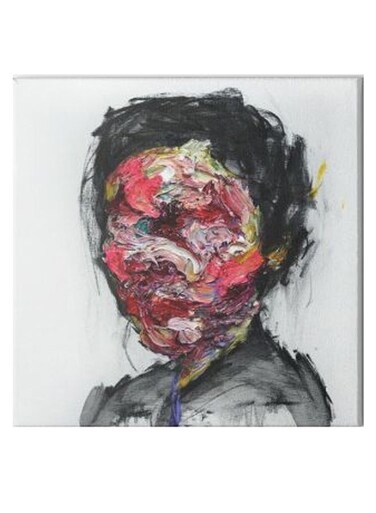 Girl Drawing Abstract Hidden Frame Canvas Wall Painting Multicolour 50 x 50cm