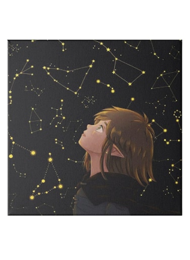 Girl Animation Hidden Frame Canvas Wall Painting Multicolour 50 x 50cm