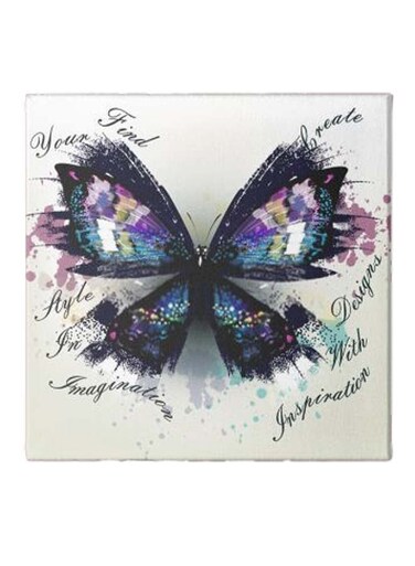 Butterfly Pattern Hidden Frame Canvas Wall Painting Multicolour 50 x 50cm