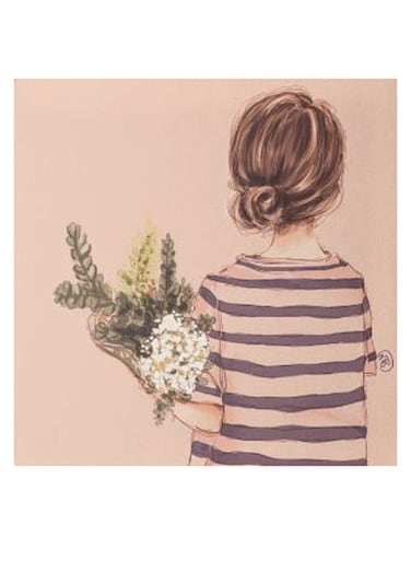 Girl Animation Hidden Frame Canvas Wall Painting Pink/Blue/Green 50 x 50cm