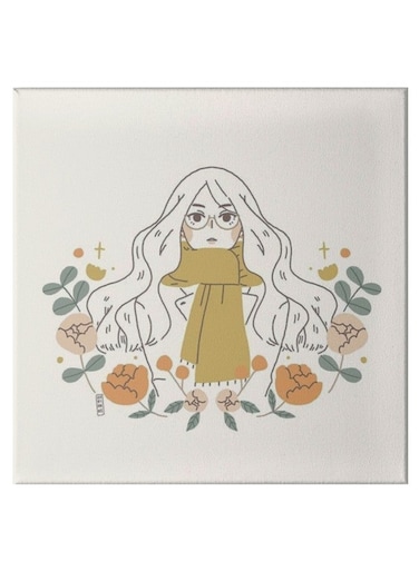 Girl Animation Pattern Hidden Frame Canvas Wall Painting Multicolour 50 x 50cm