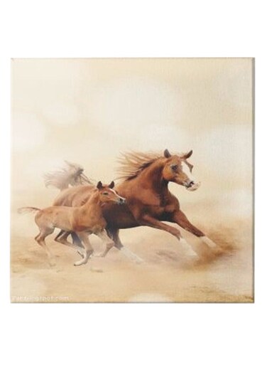 Horse Animation Hidden Frame Canvas Wall Painting Multicolour 50 x 50cm