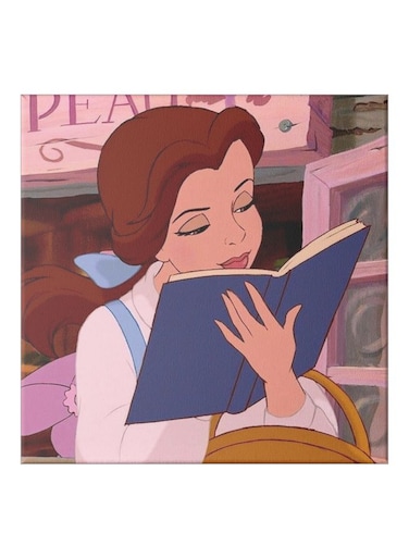 Beauty And The Beast Themed Canvas Painting With Frame Brown/Beige/Blue 50x50cm