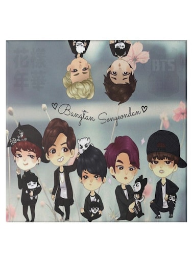 BTS Band Pattern Hidden Frame Canvas Wall Painting Multicolour 50 x 50cm