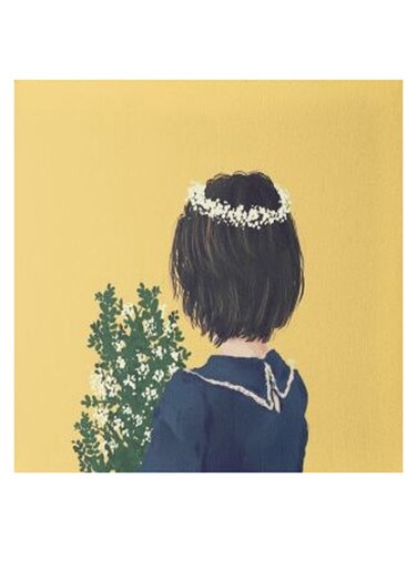 Girl Animation Hidden Frame Canvas Wall Painting Yellow/Blue/Green 50 x 50cm