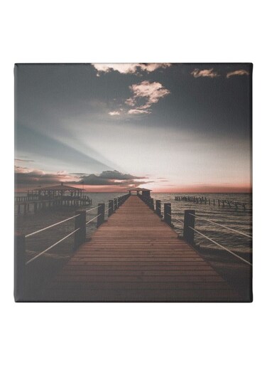 A Water Bridge Themed Canvas Wall Painting With Hidden Frame Grey/Brown/Orange 50x50cm