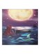 Sea ??Princess Themed Canvas Painting With Frame Blue/Purple/Beige 50x50cm