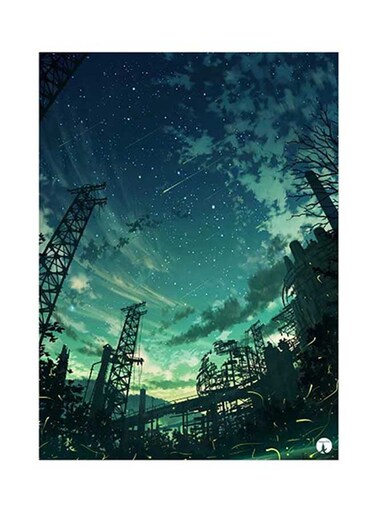 A Night Sky Metal Plate Poster Multicolour 15 x 20cm