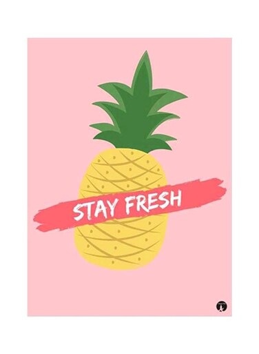 Pineapple Design Metal Plate Poster Pink/Yellow/Green 15x20cm