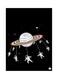 Planet Metal Plate Poster Black/White/Pink 15x20cm