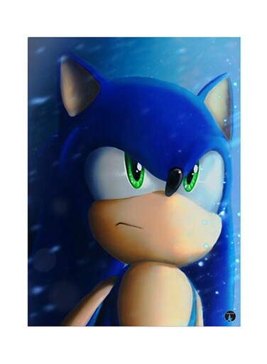 Video Game Sonic Metal Plate Poster Blue/Beige 15 x 20cm