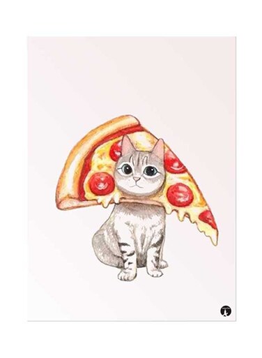 Cat Metal Plate Poster Multicolour 15 x 20cm
