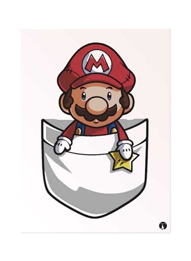 Super Mario Themed Metal Plate Poster White/Red/Brown 15x20cm