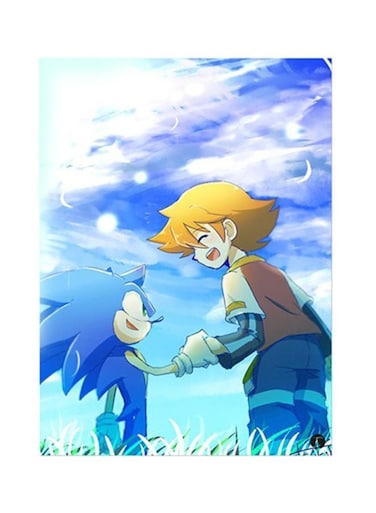 Sonic Metal Plate Poster Blue/Yellow 15x20cm