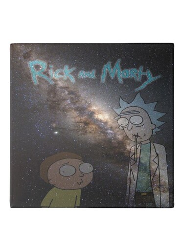 Rick And Morty Painted Canvas Wall Painting Black/Blue/White 50x50cm