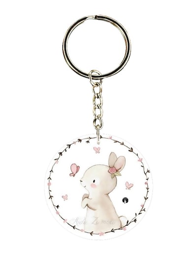 Cute Rabbit And Butterfly Printed Keychain