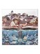 City And Sea Themed Canvas Painting With Frame Blue/Brown/Beige 50x50cm