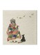A Girl And a Cat Themed Canvas Painting With Frame Beige/Red/Green 50x50cm