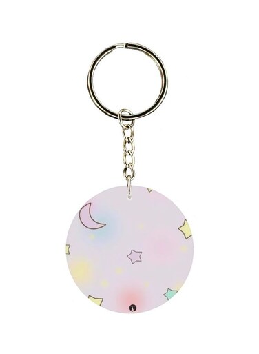 Moon And Star Printed Double Sided Keychain