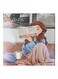 Girl And Coffee Cup Themed Canvas Painting With Frame Brown/Blue/White 50x50centimeter